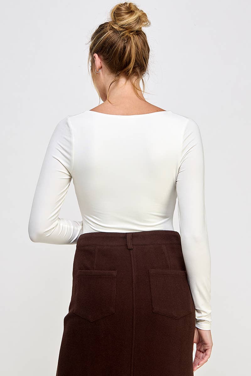 Long Sleeve Square Neck Contour Bodysuit