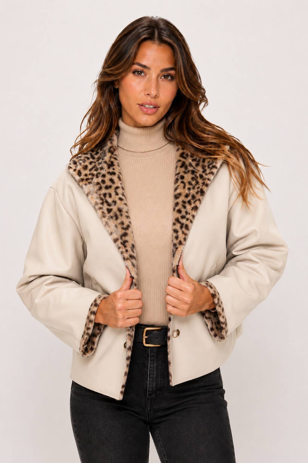 CLALJ0055: Luxe Leopard Reversible Toggle Jacket