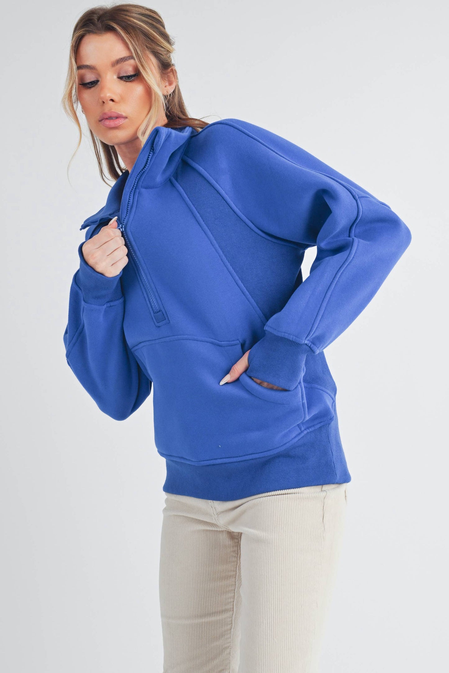 986DK Long Dove Funnel Neck Half Zip