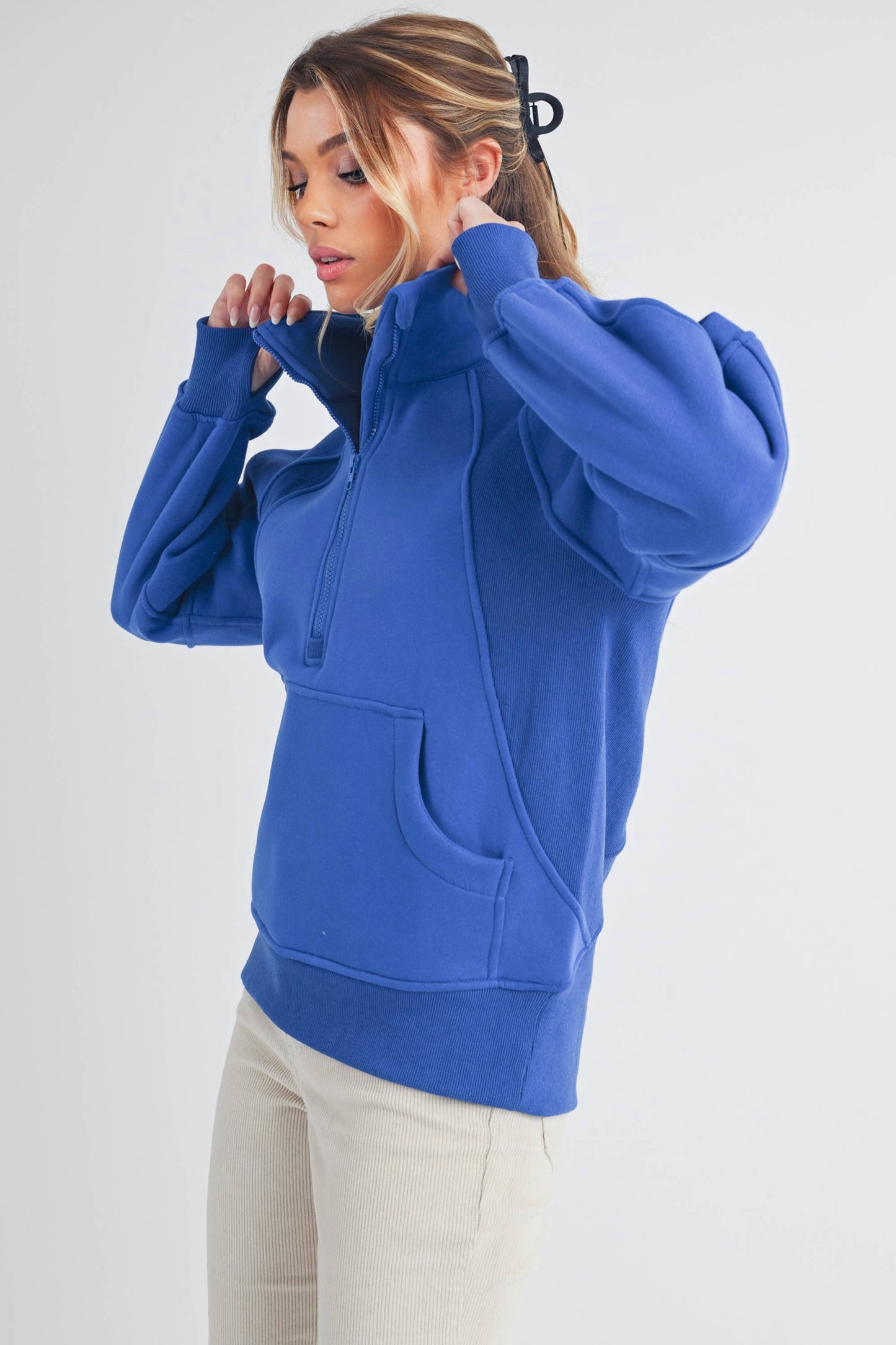 986DK Long Dove Funnel Neck Half Zip