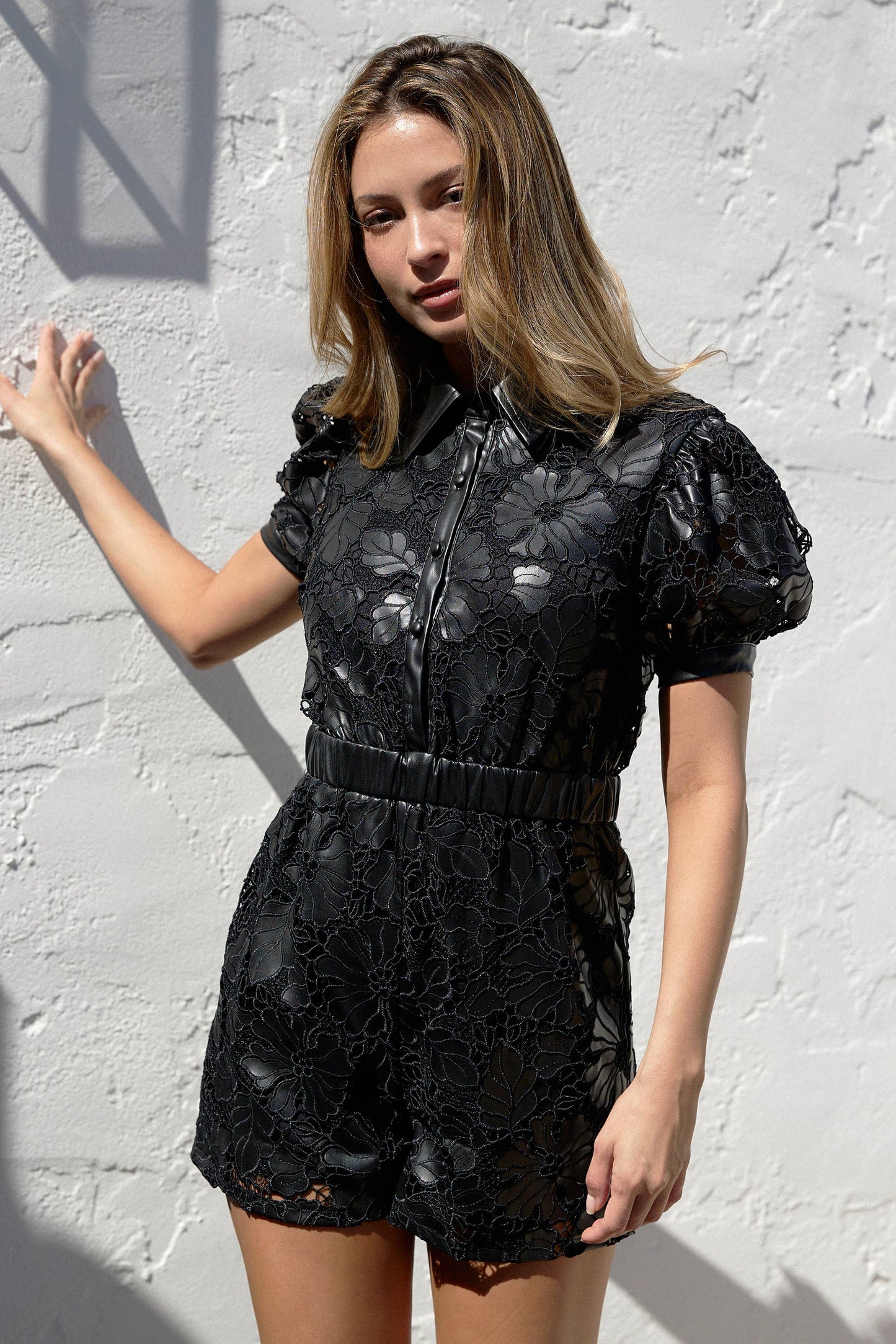 Short Sleeve Crochet lace Romper