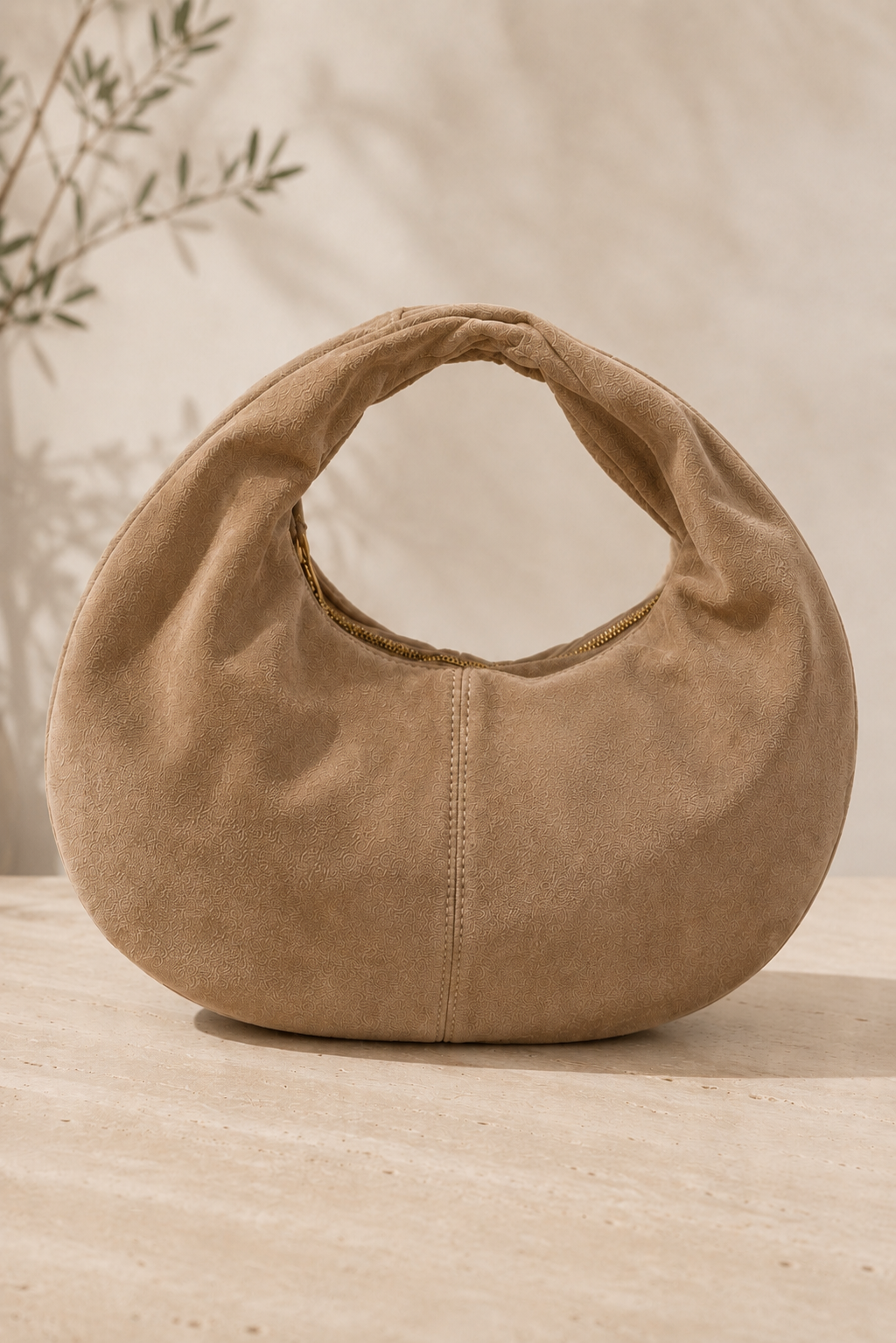 Farrah Genuine Suede Leather Hobo