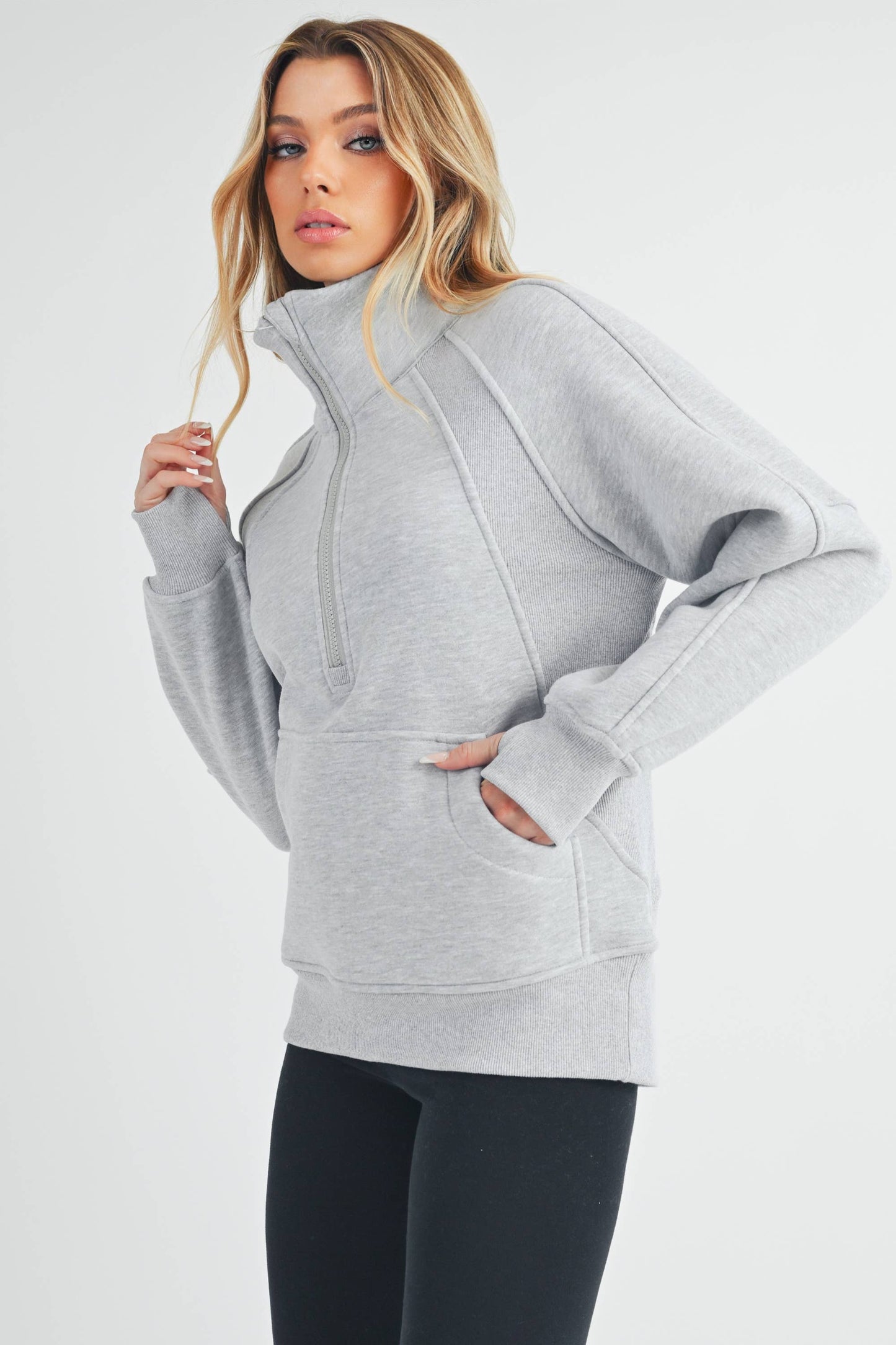 986DK Long Dove Funnel Neck Half Zip