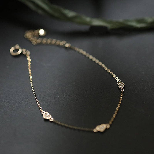 Dainty Gold Triple Heart Bracelet
