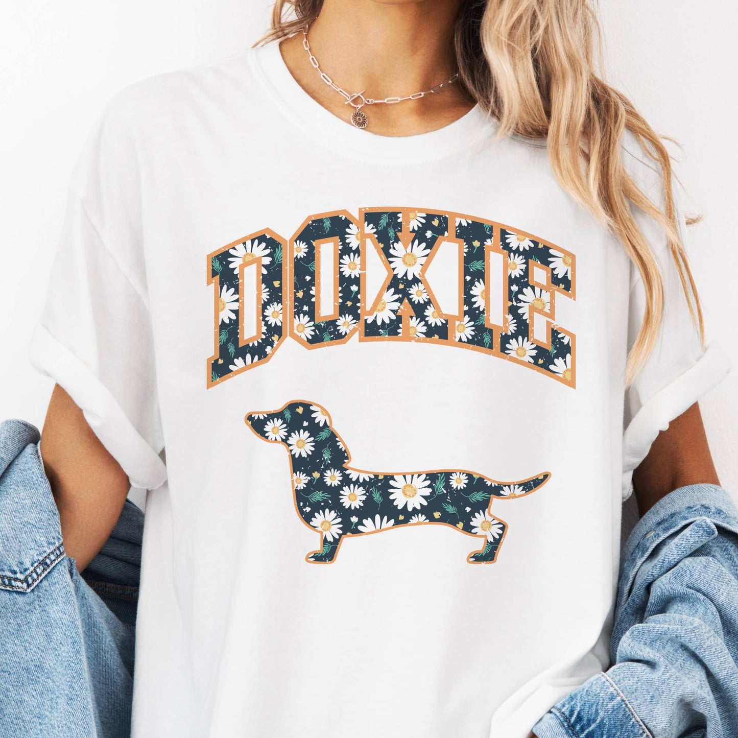 Dog Lovers Varsity Doxie Floral Graphic Tee