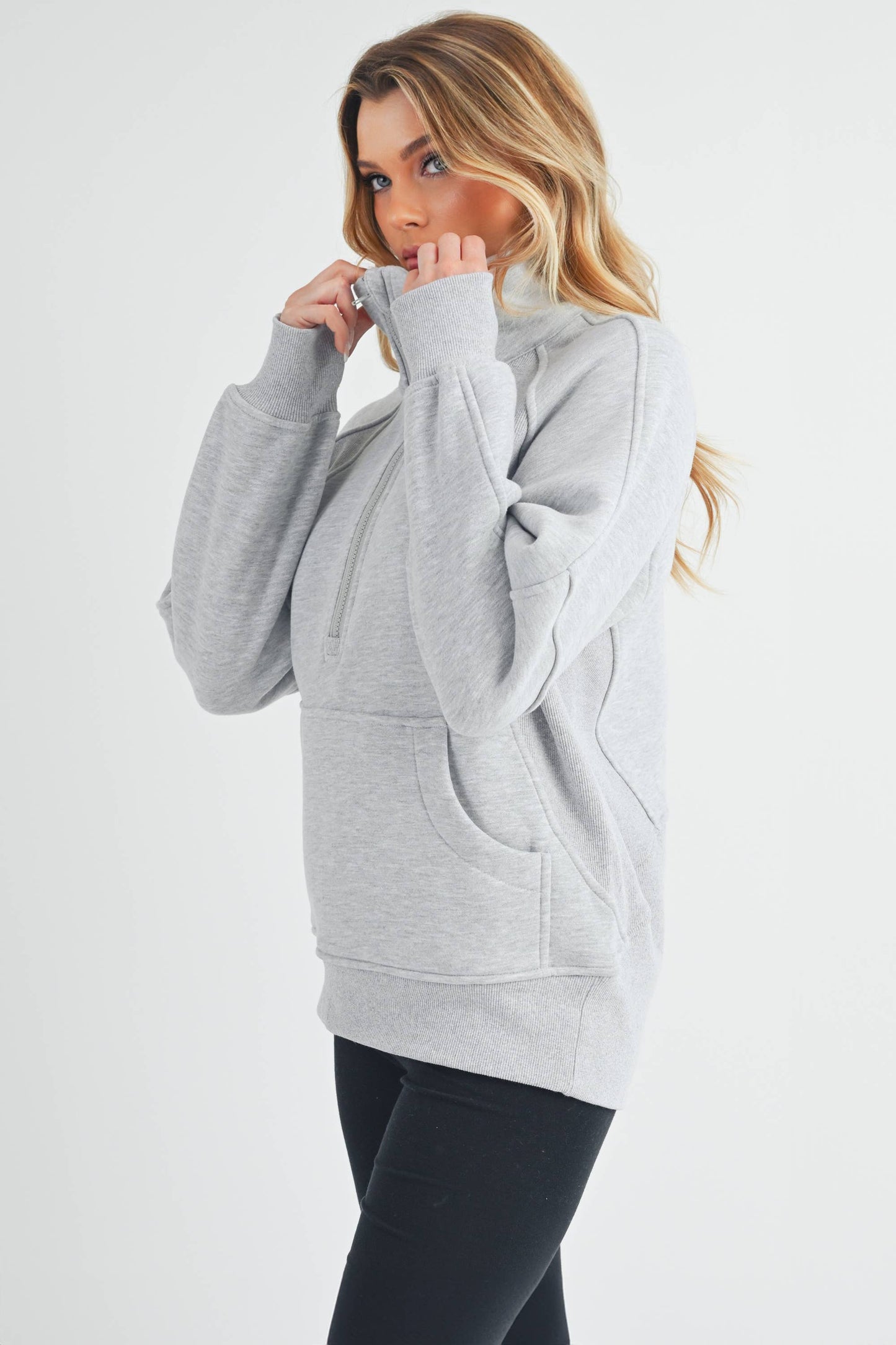 986DK Long Dove Funnel Neck Half Zip