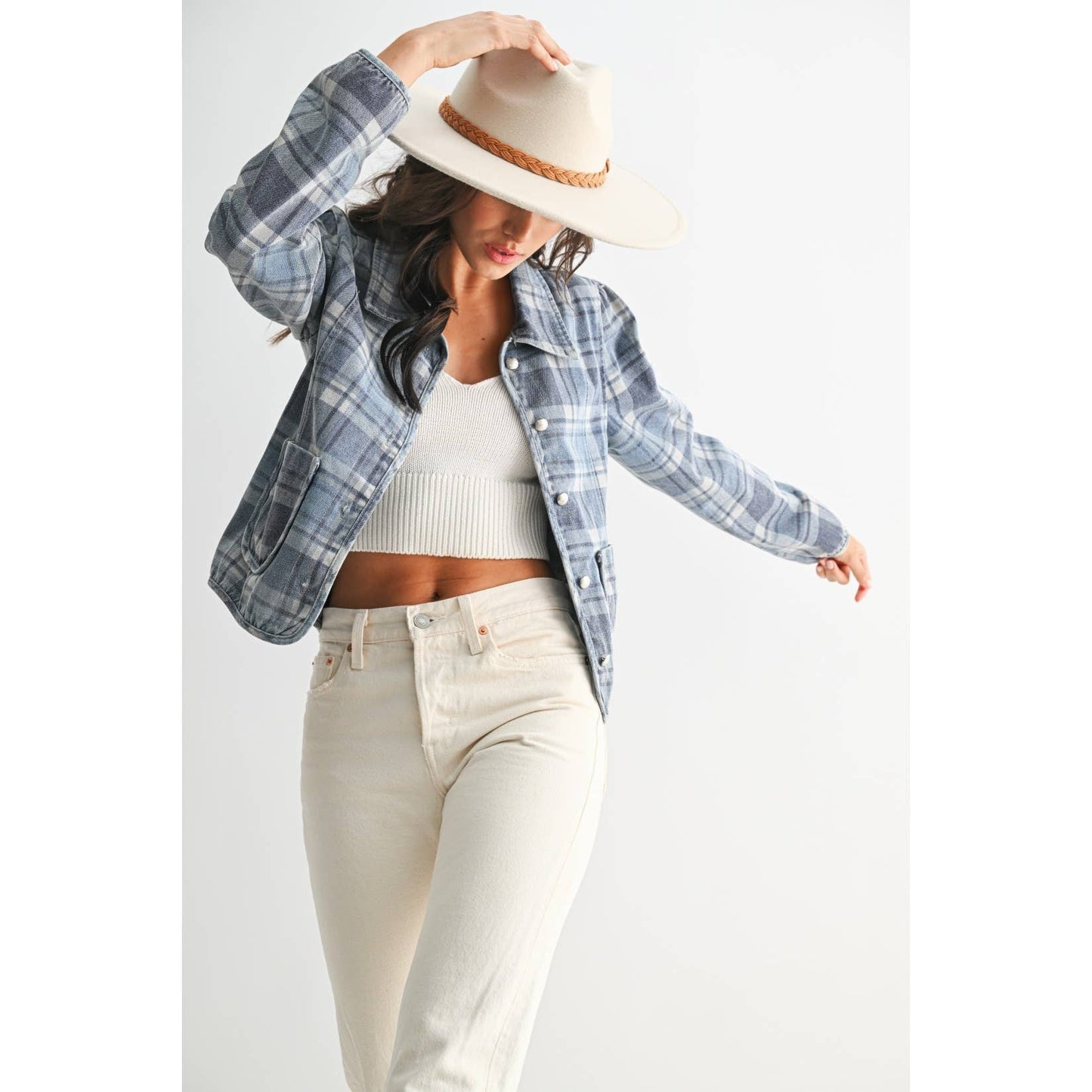 PLAID DENIM JACKET