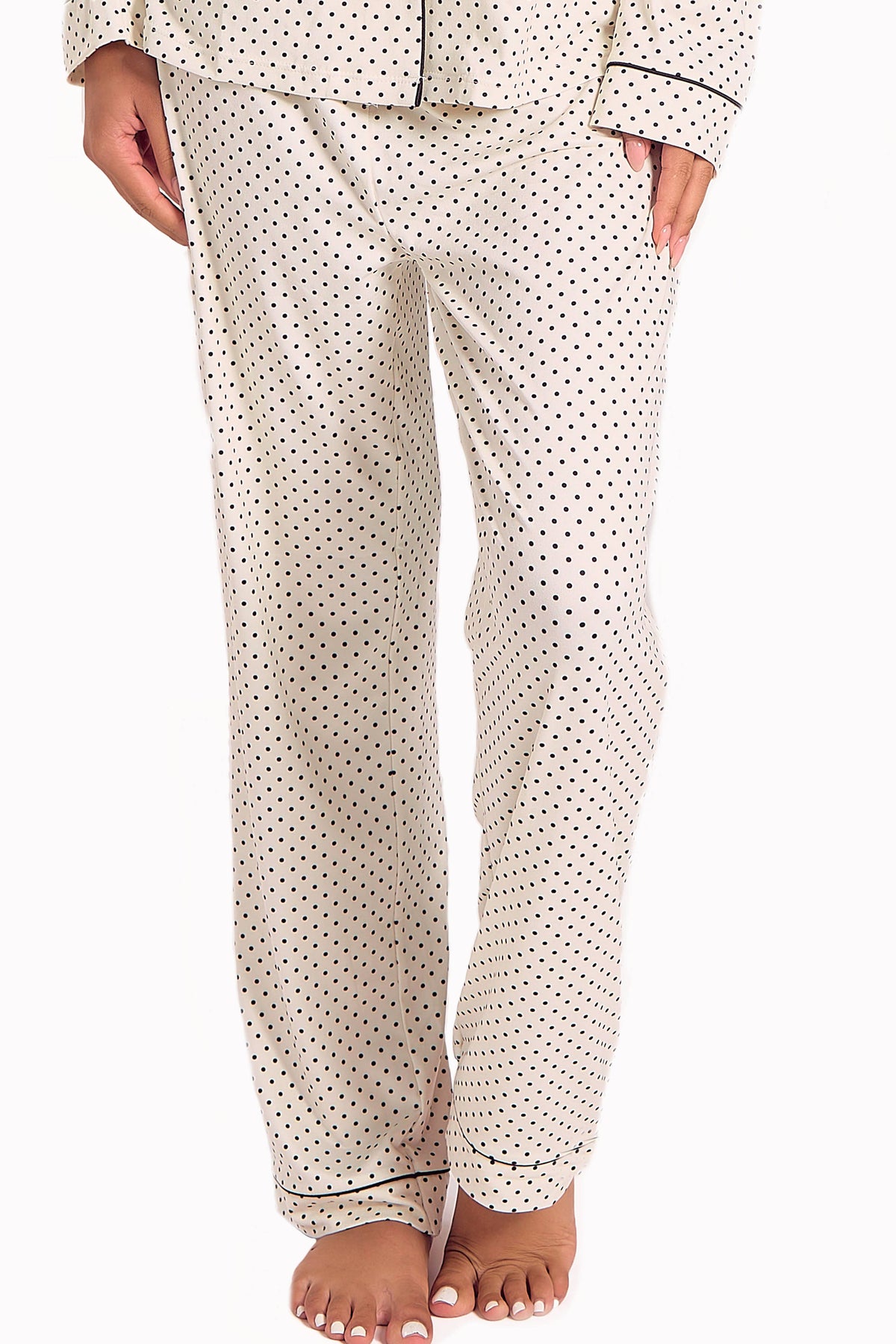 Calise Brushed Stretch-Knit Long Sleeve Pajama Set