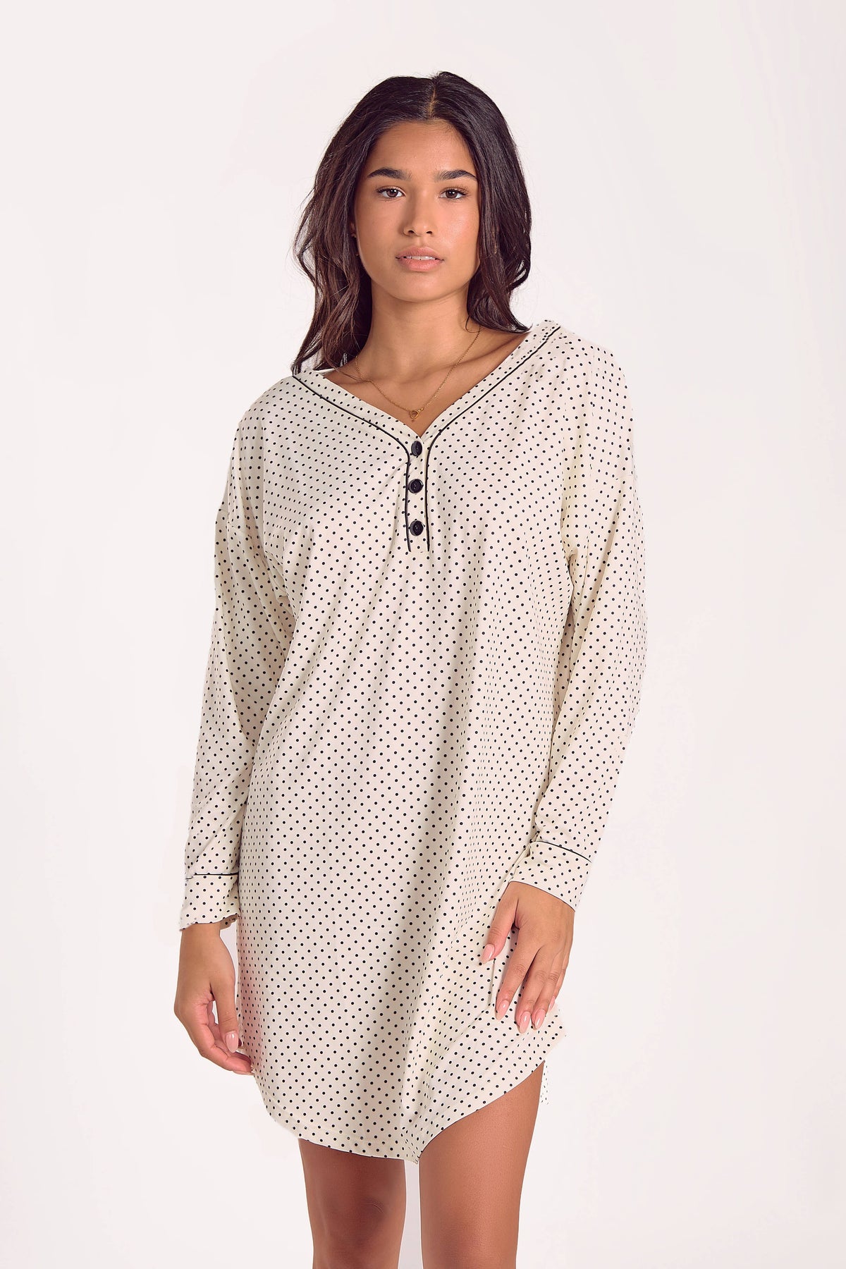 Calise Brushed Stretch-Knit Long Sleeve Pajama Set