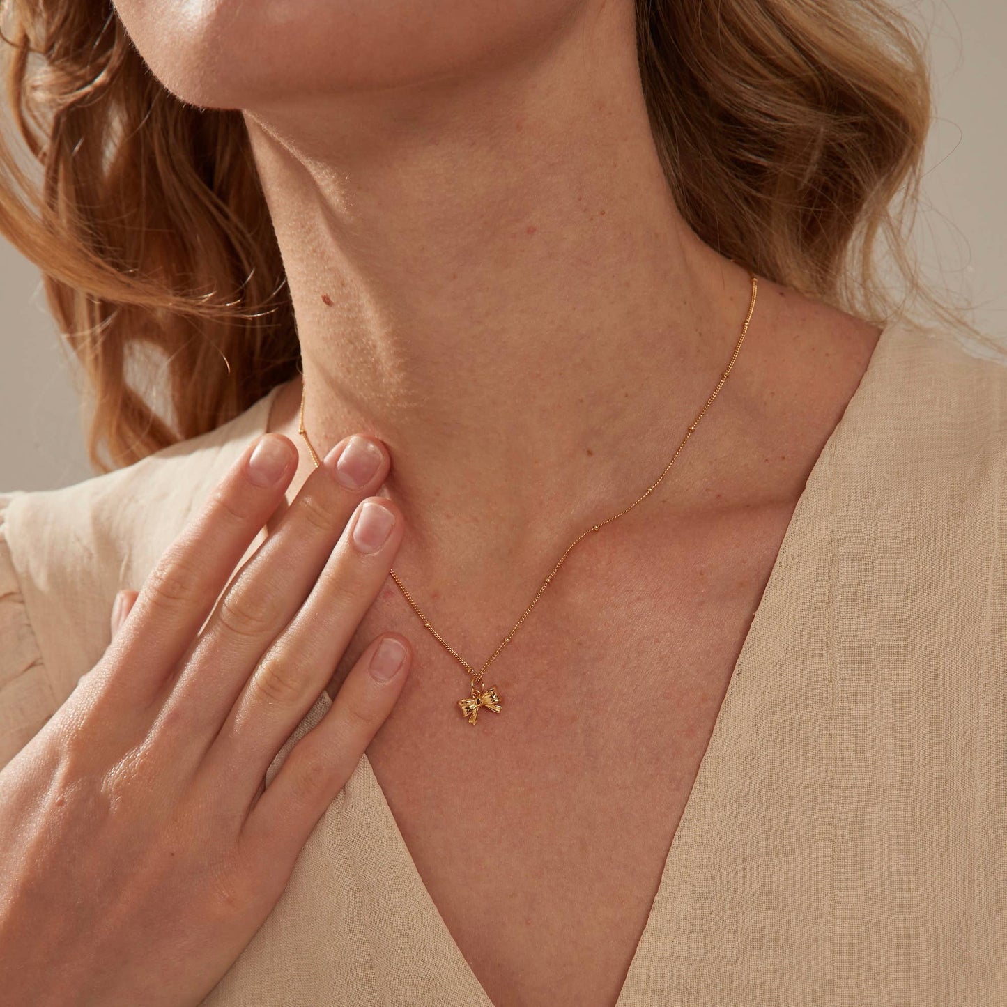 Dainty Bow Tie Bowknot Charm Necklace