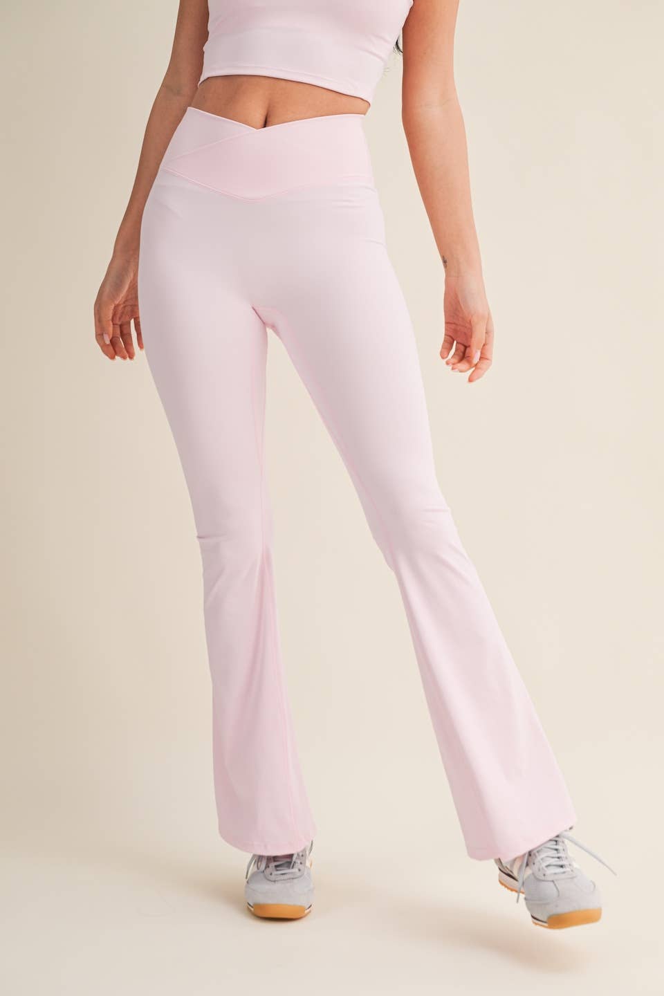 High Waist Crossover Flare Leggings