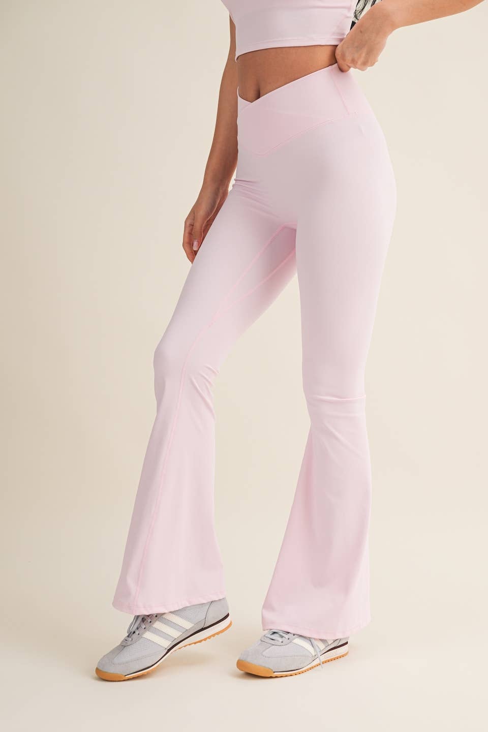 High Waist Crossover Flare Leggings