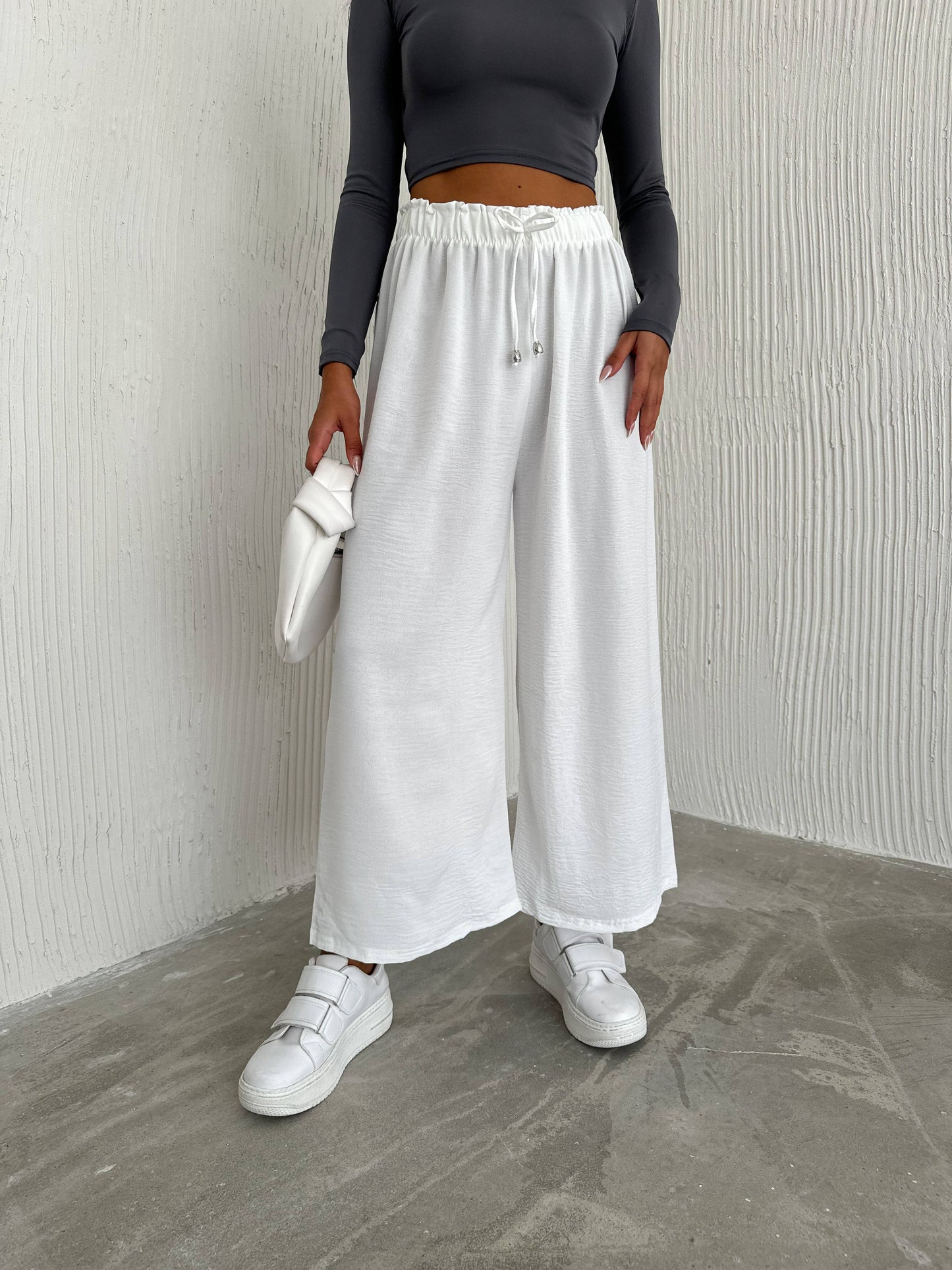 Women's Solid Color Palazzo Pants Wide Leg Elastic