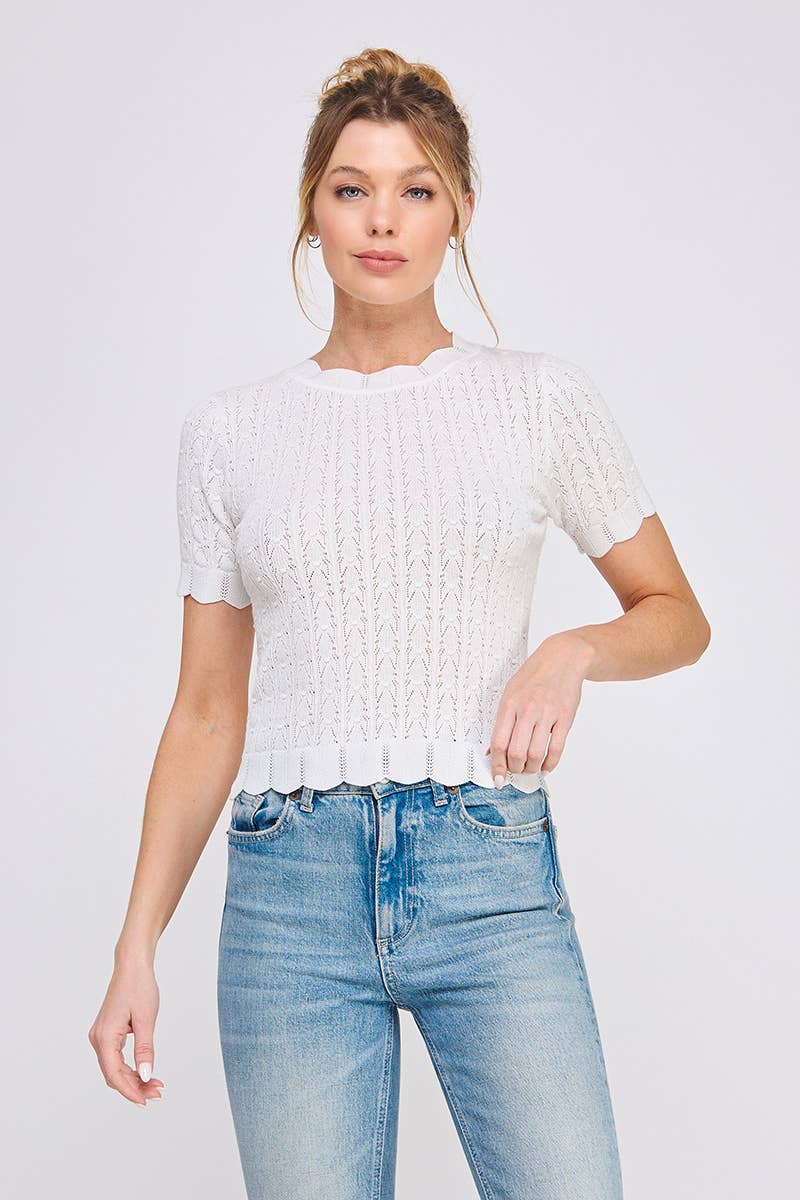 Pointelle Knit Top