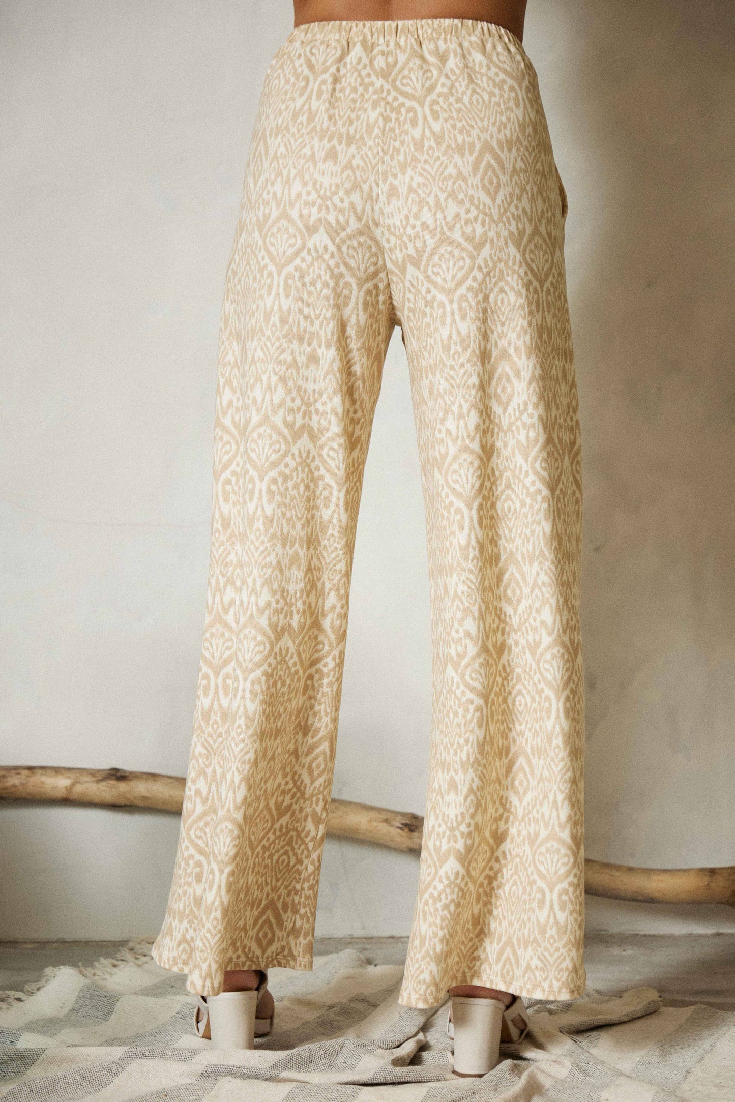 Ribbon Tie High Waisted Wide Leg Pants