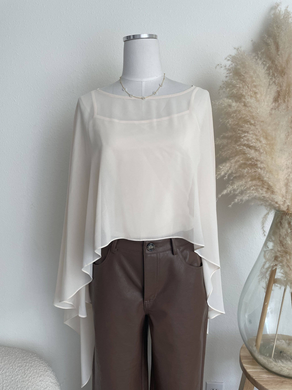 CHIFFON SHEER PONCHO AND CAMI SET