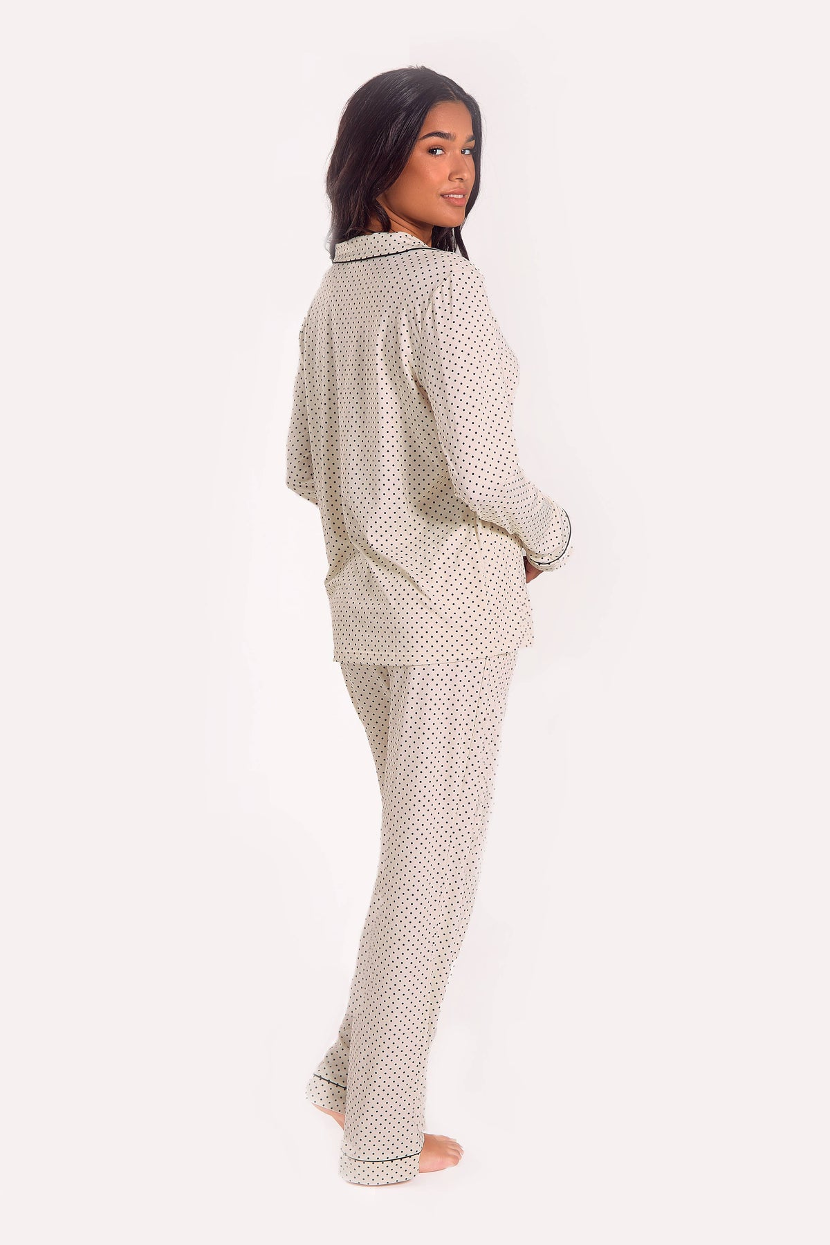 Calise Brushed Stretch-Knit Long Sleeve Pajama Set