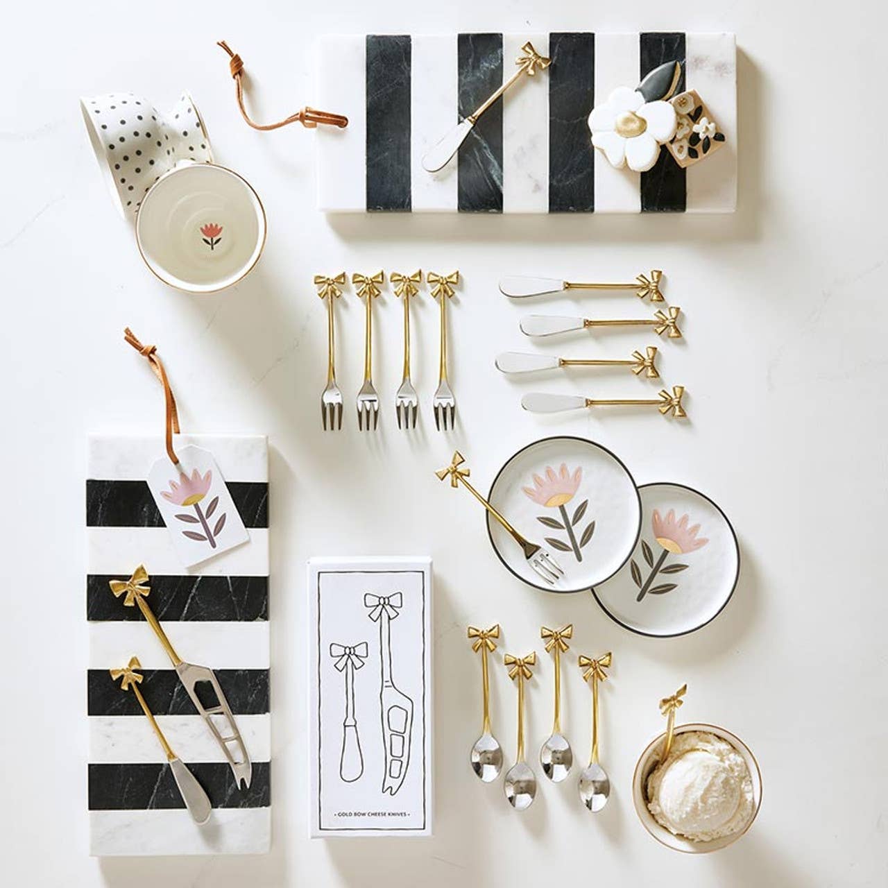 Gold Bow Cheese Knives - Set of 2