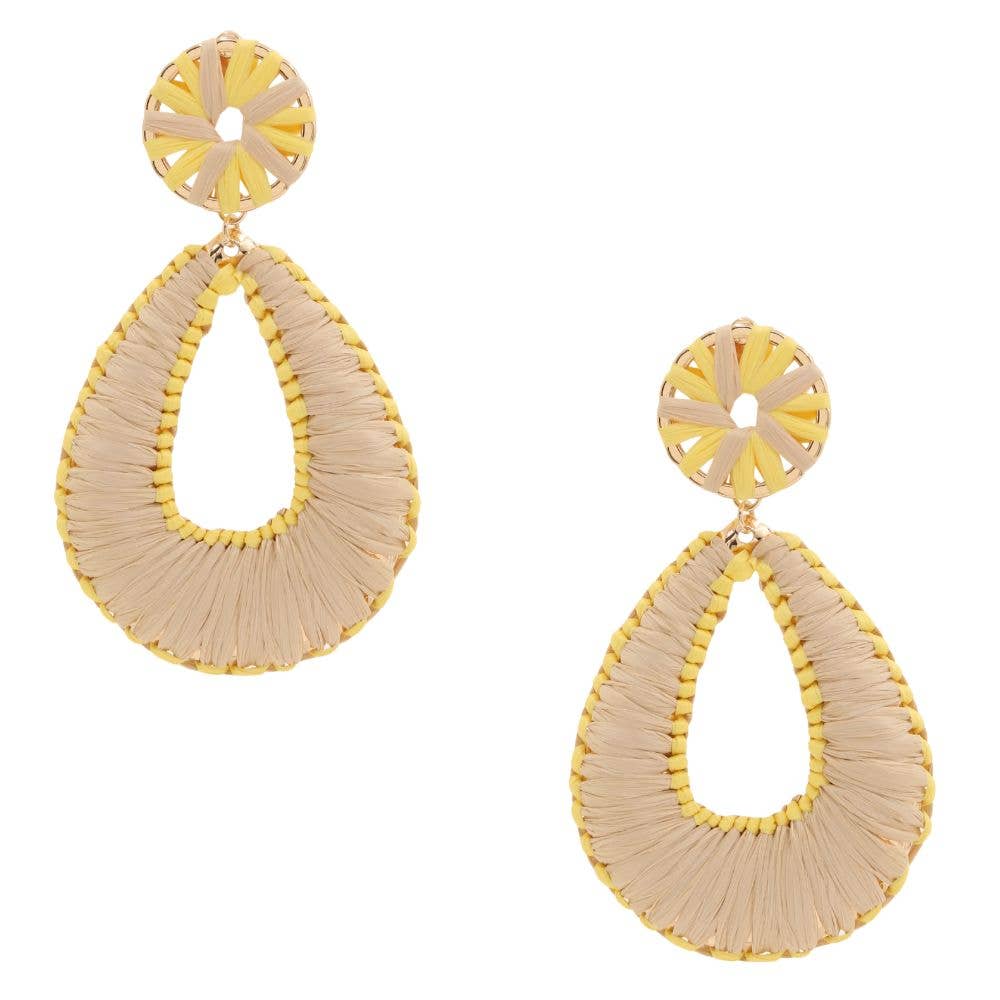 RAFFIA TEARDROP DANGLE EARRING,
