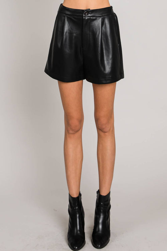 Soft Pleather High Waisted Shorts