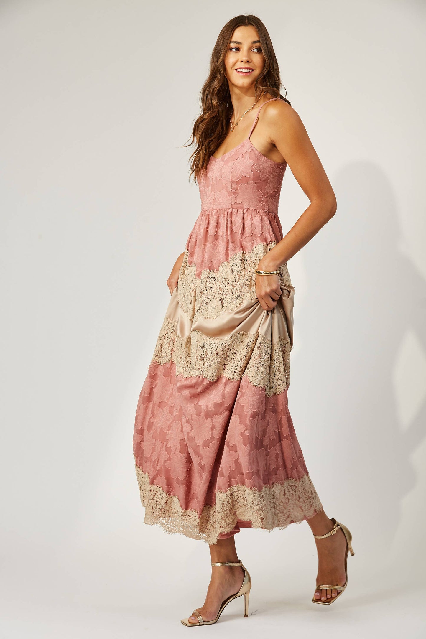Charlotte lace and burnout maxi dress