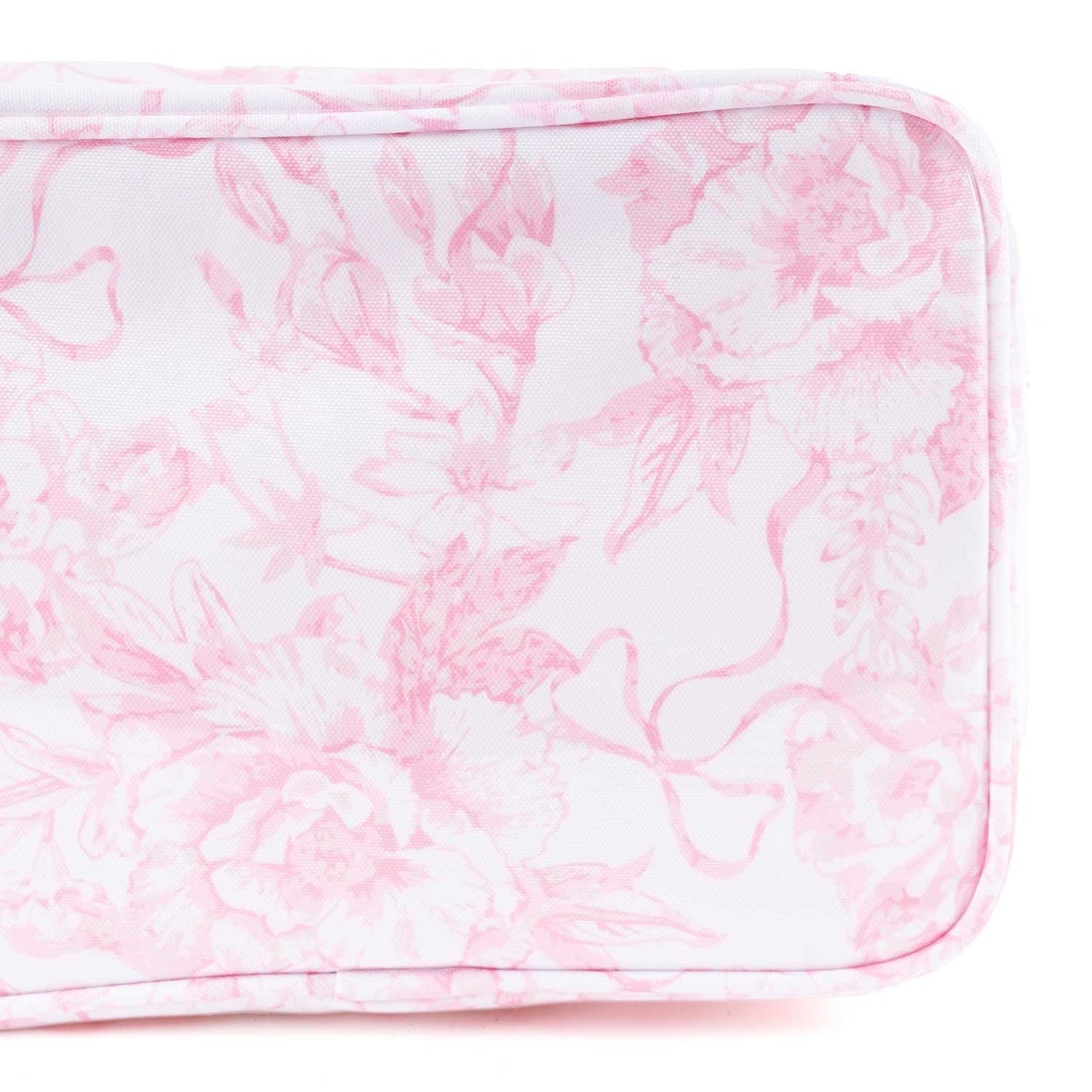 Pink Bow Toile Clear Coated Rectangular Cosmetic Case