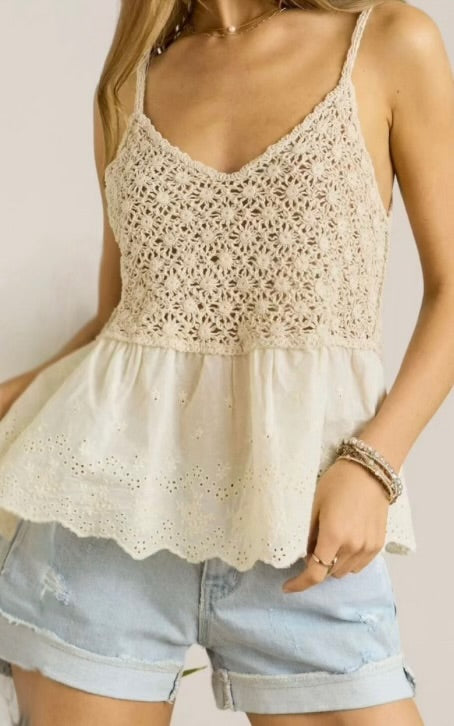 ADORA Crochet V Neck Tank Top