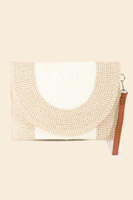 Two Tone Straw Clutch