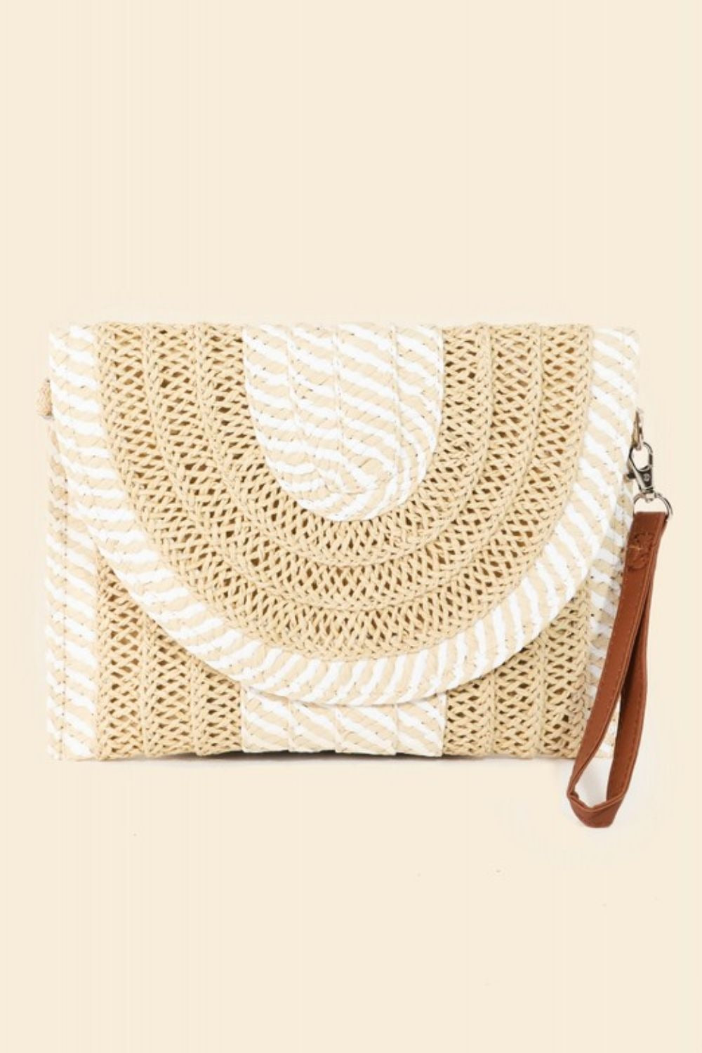 Striped Straw Stitch Clutch Bag