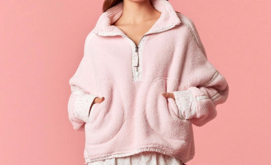 Fluffy Fleece pull up zipper jacket