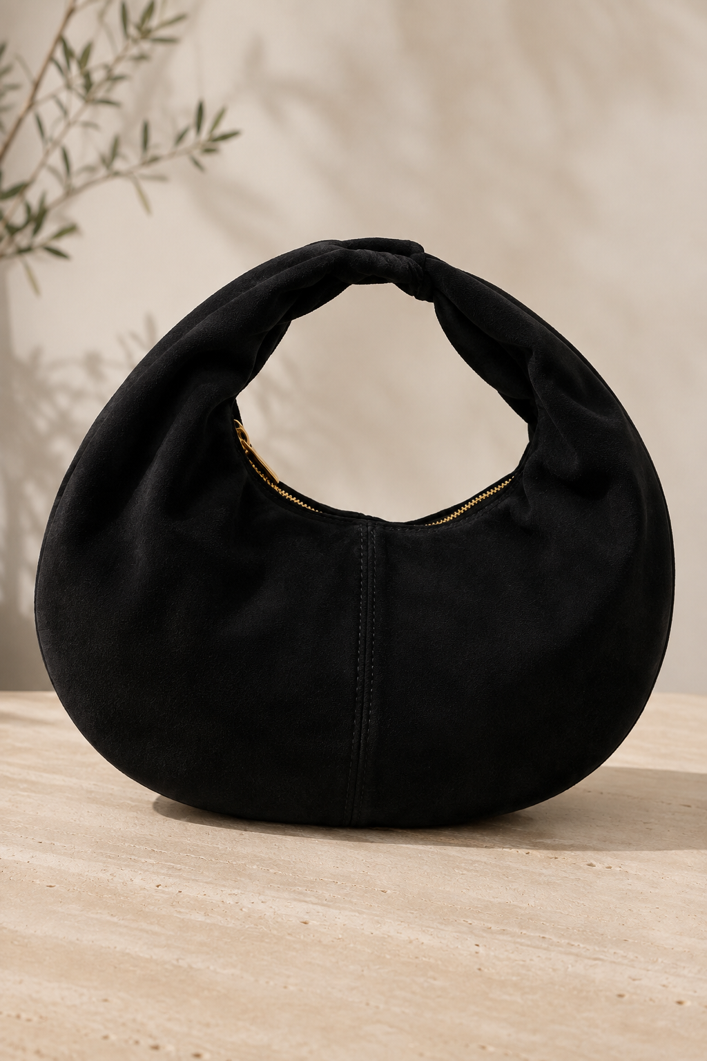 Farrah Genuine Suede Leather Hobo