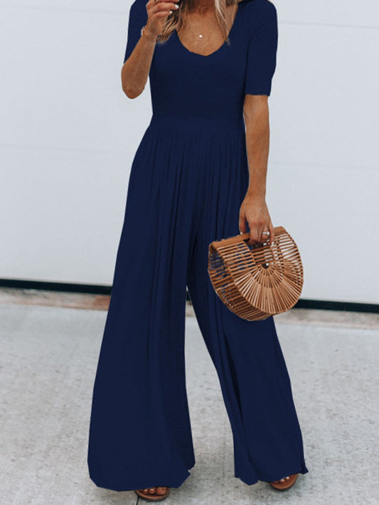Scoop Neck Short Sleeve Jumpsuit