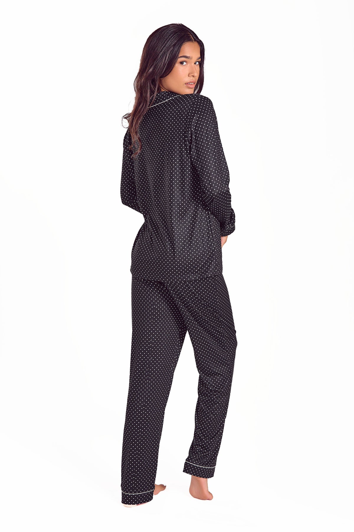 Calise Brushed Stretch-Knit Long Sleeve Pajama Set
