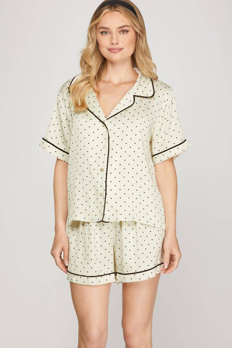 Woven Top And Shorts Pajama Set