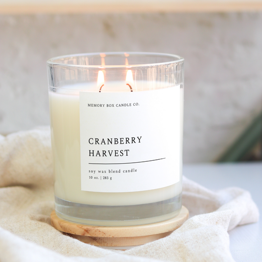 Cranberry Harvest - 10 oz. Clear Glass Soy Candle