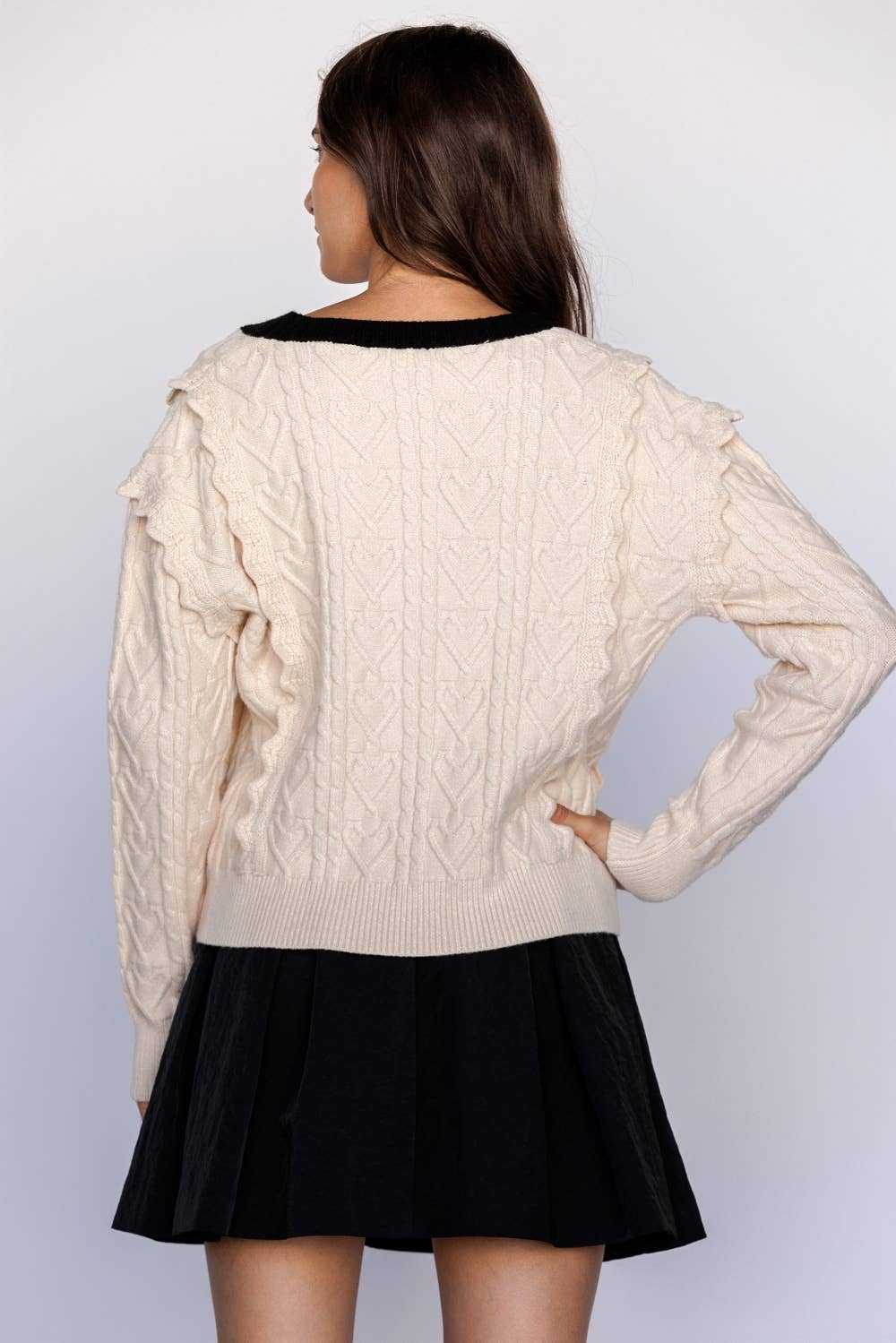 CABLE KNIT CARDIGAN WITH BOWS