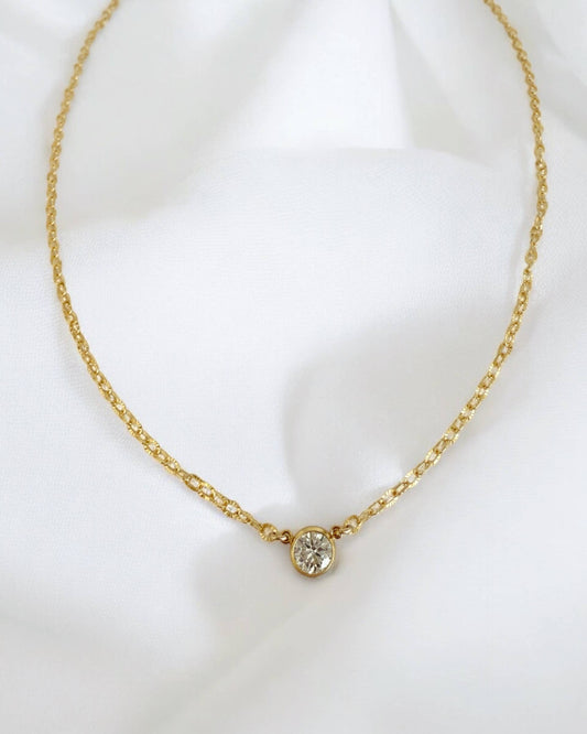 Florence Solitaire CZ Necklace Gold Filled