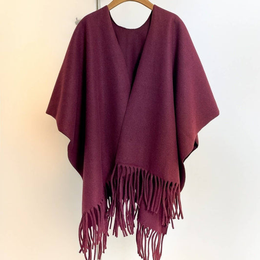 Solid Color Thick Shawl Winter Warm Cape Scarf_