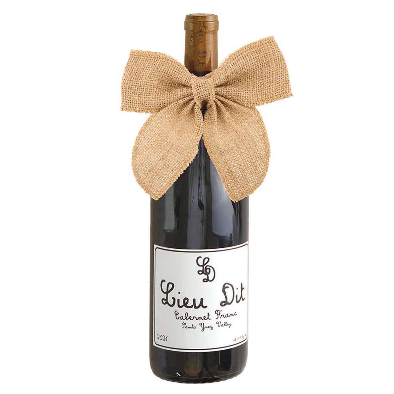 Burlap Wine Bottle Bow