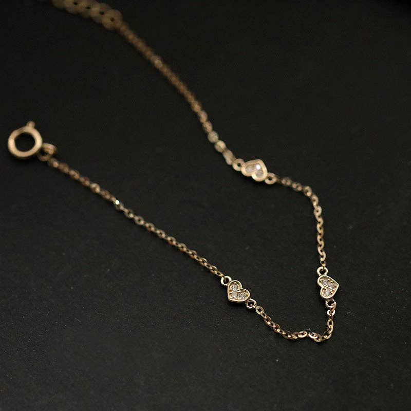 Dainty Gold Triple Heart Bracelet