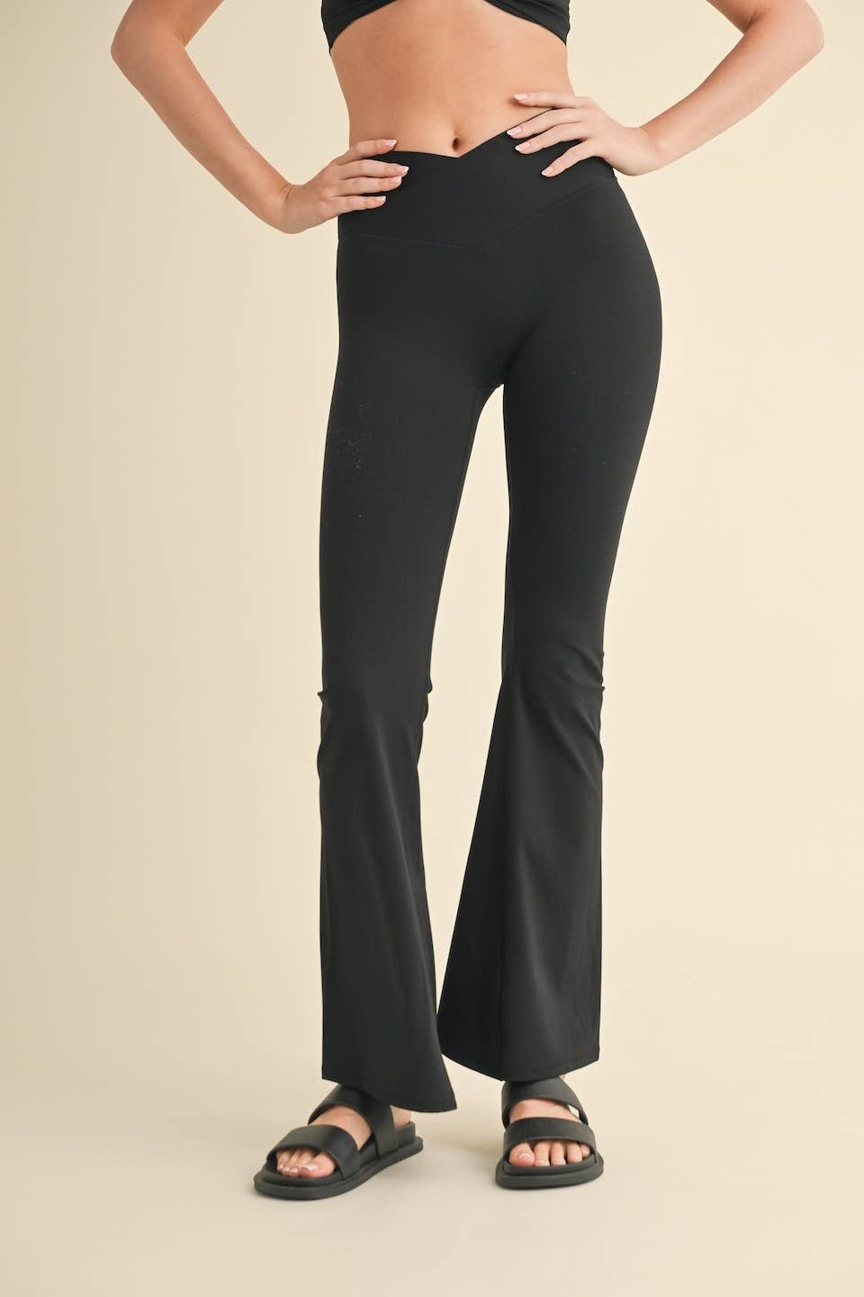 High Waist Crossover Flare Leggings