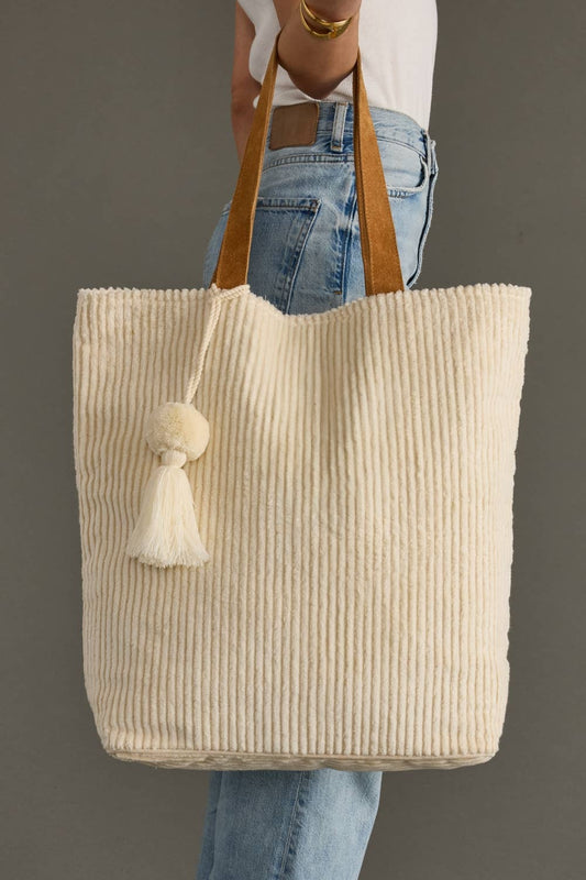 Cream Corduroy Tote