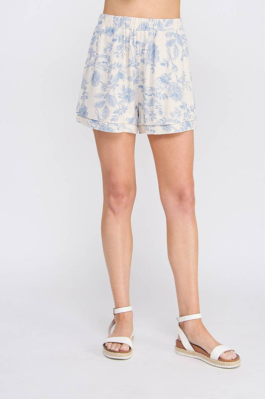 Printed Soft Linen Shorts