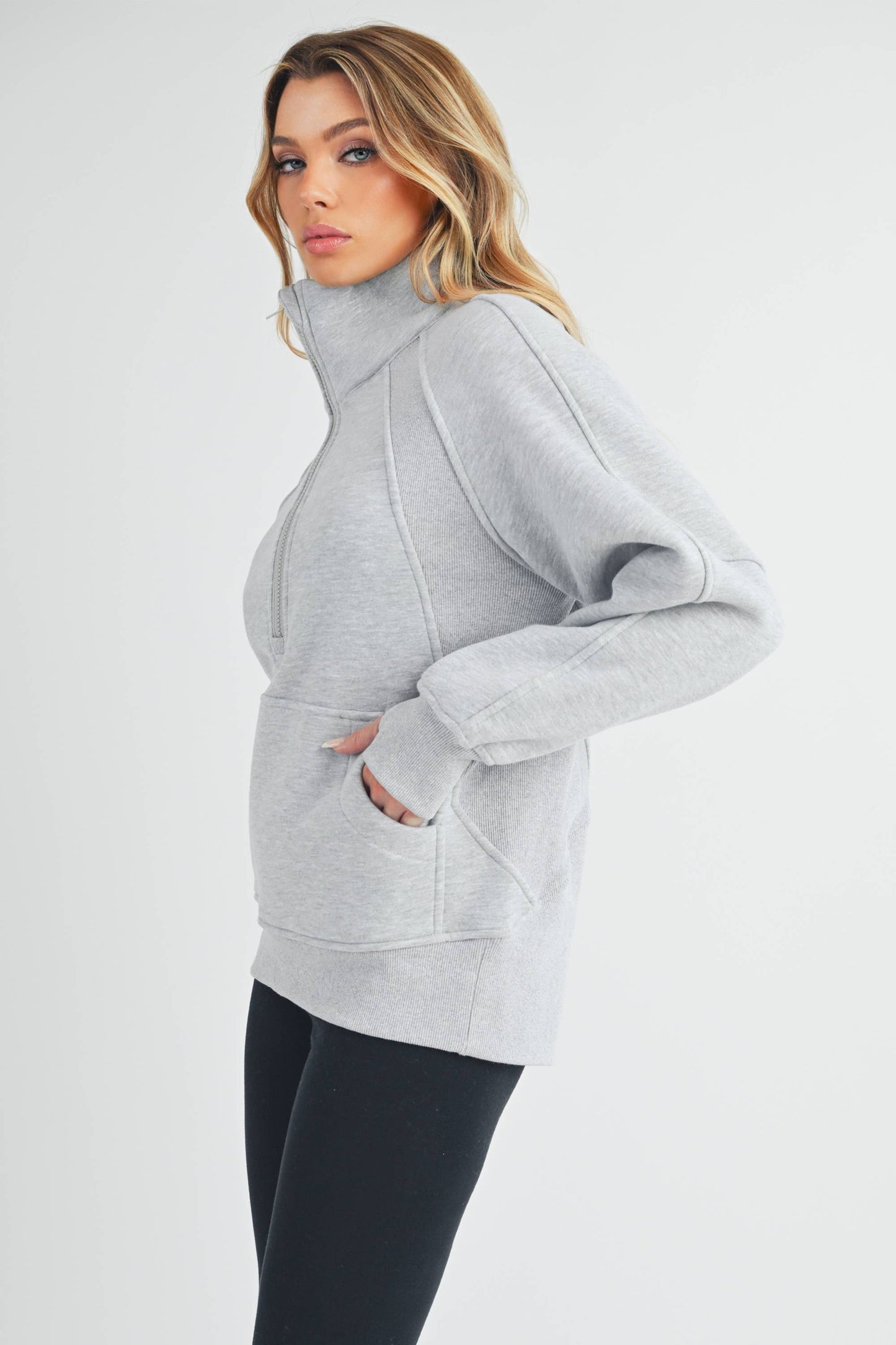 986DK Long Dove Funnel Neck Half Zip