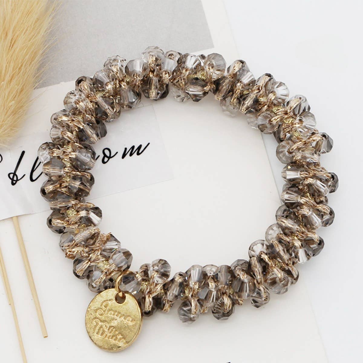 Beaded Faux Pearl Hair Tie Bracelet for Women_CWAHA07389