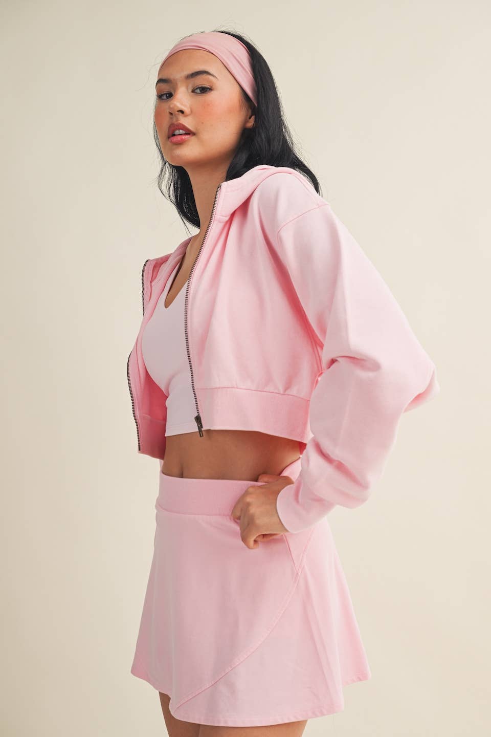 Mineral Wash Oversized Crop Hoodie