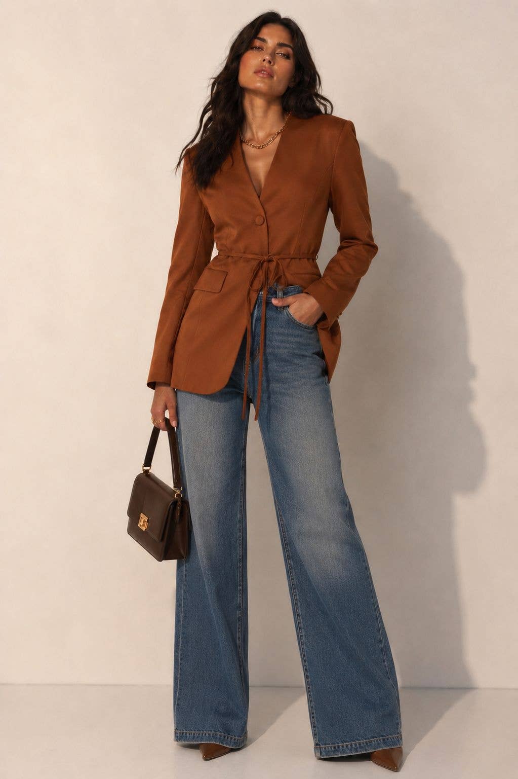 BL0205: The Autumn Muse Tie-Waist Blazer