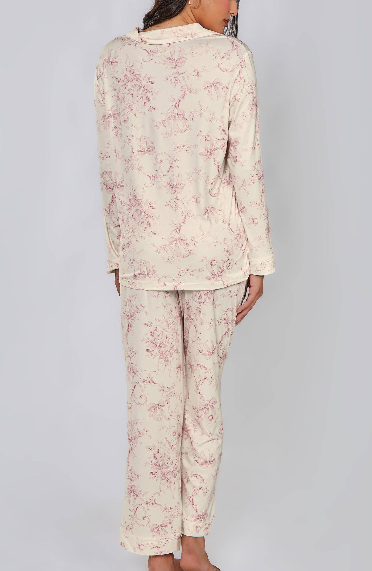 Anna Toile Print Long Sleeve Knit Pajama Set