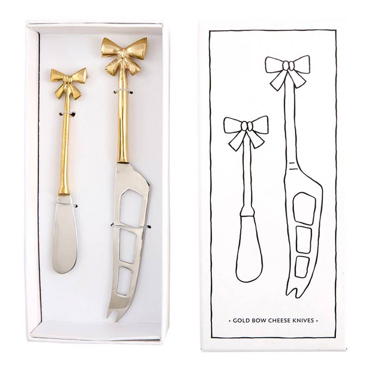Gold Bow Cheese Knives - Set of 2